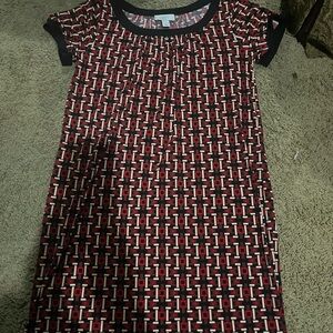 LOFT Red and Black Geometric Dress